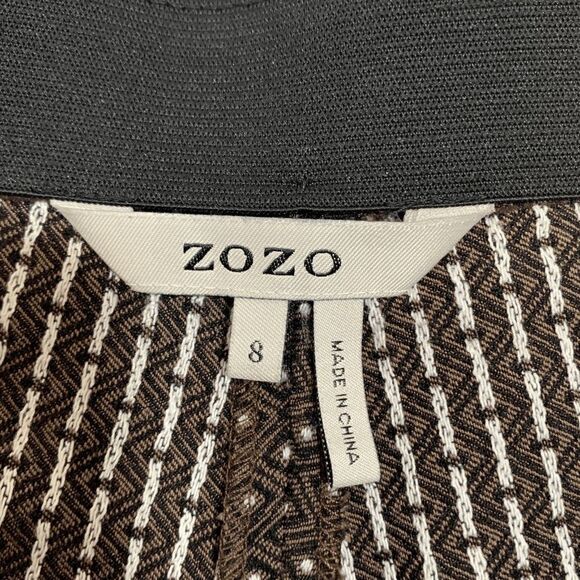 Zozo Womens Casual Pants Geometric Slit Hem Brown Size 8 - Picture 9 of 9